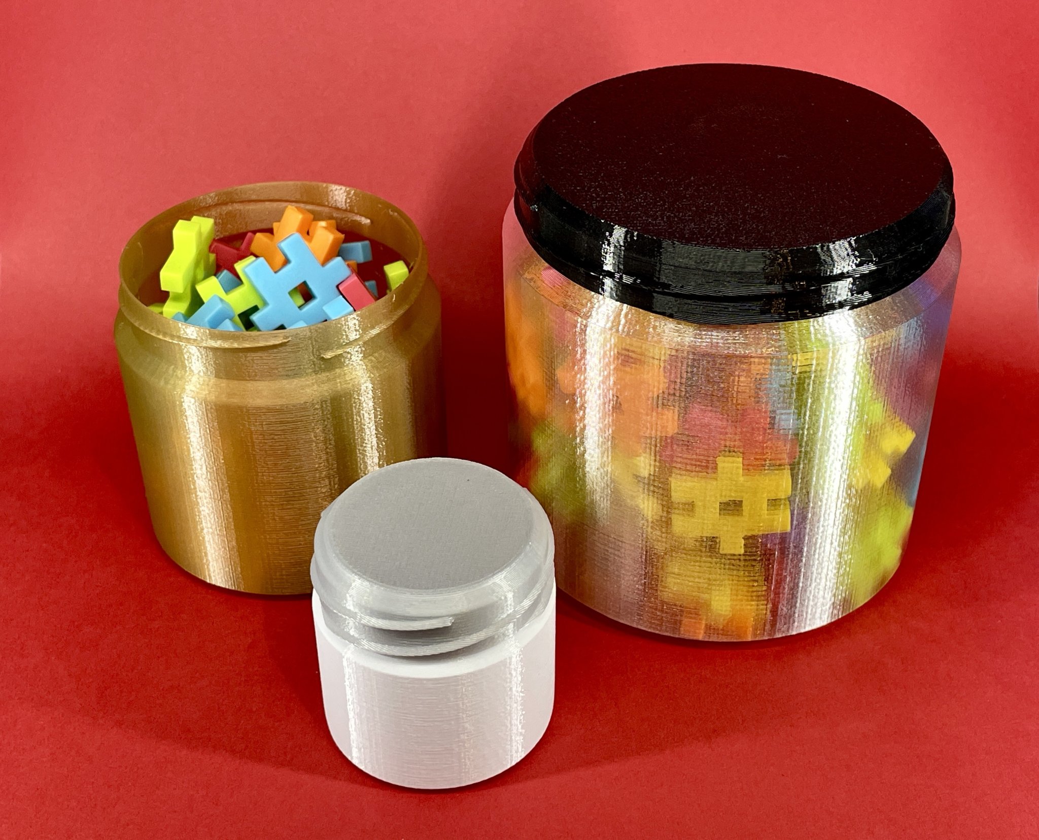 Bình đựng hình trụ mịn với nắp ren cho in nhanh