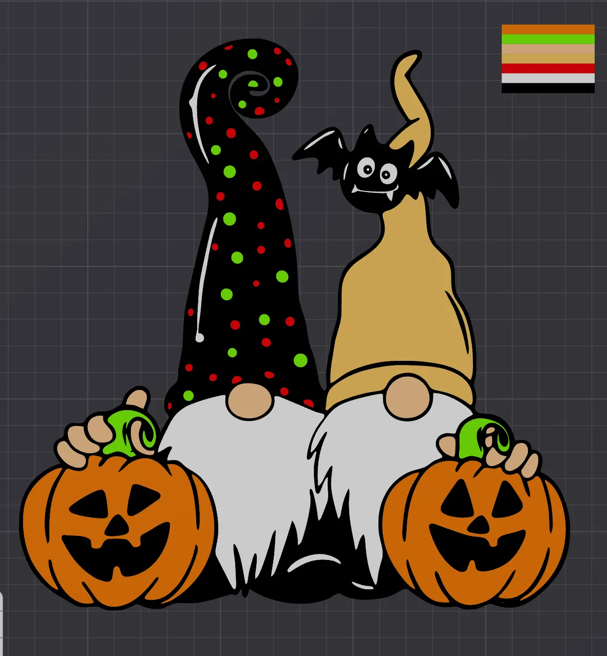 Gnome trang trí Halloween 2D cho máy in 3D