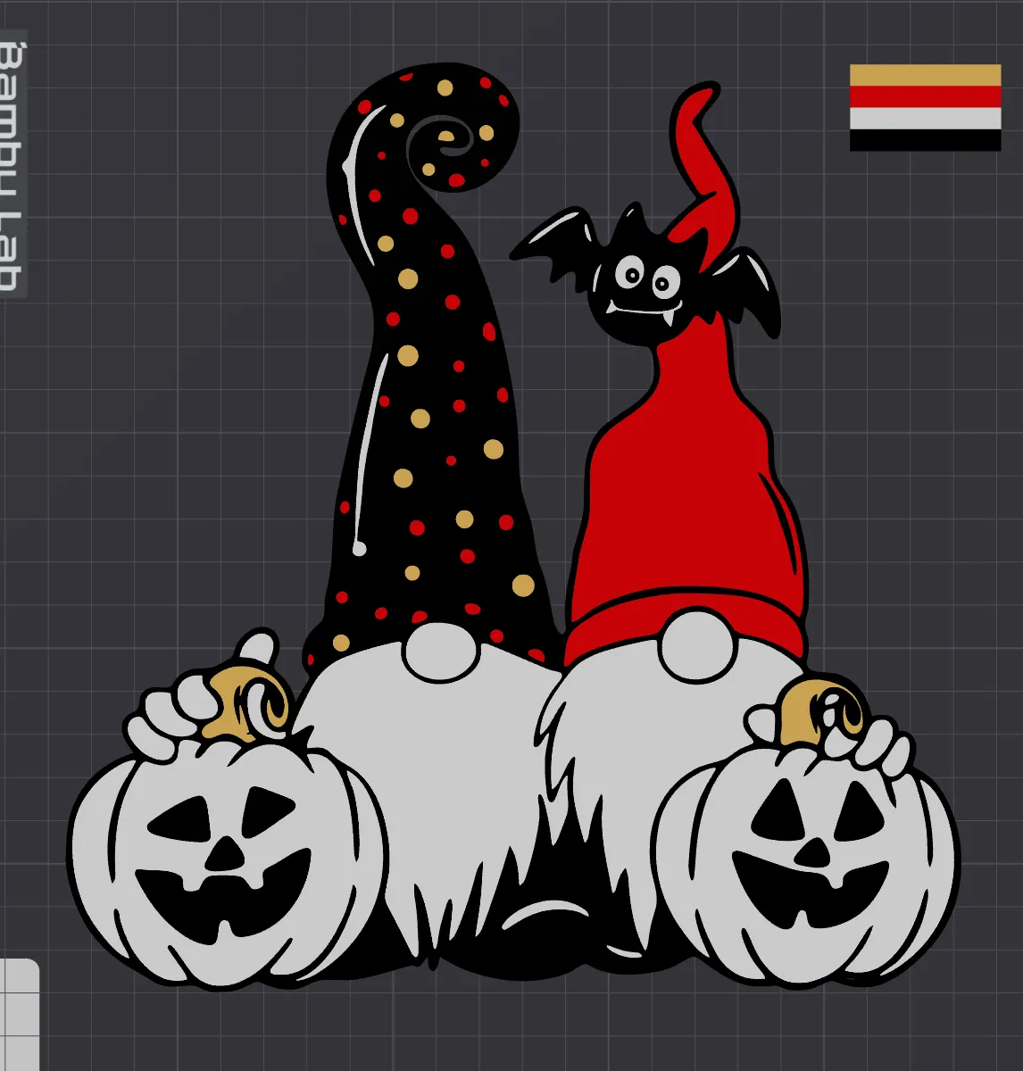 Gnome trang trí Halloween 2D cho máy in 3D