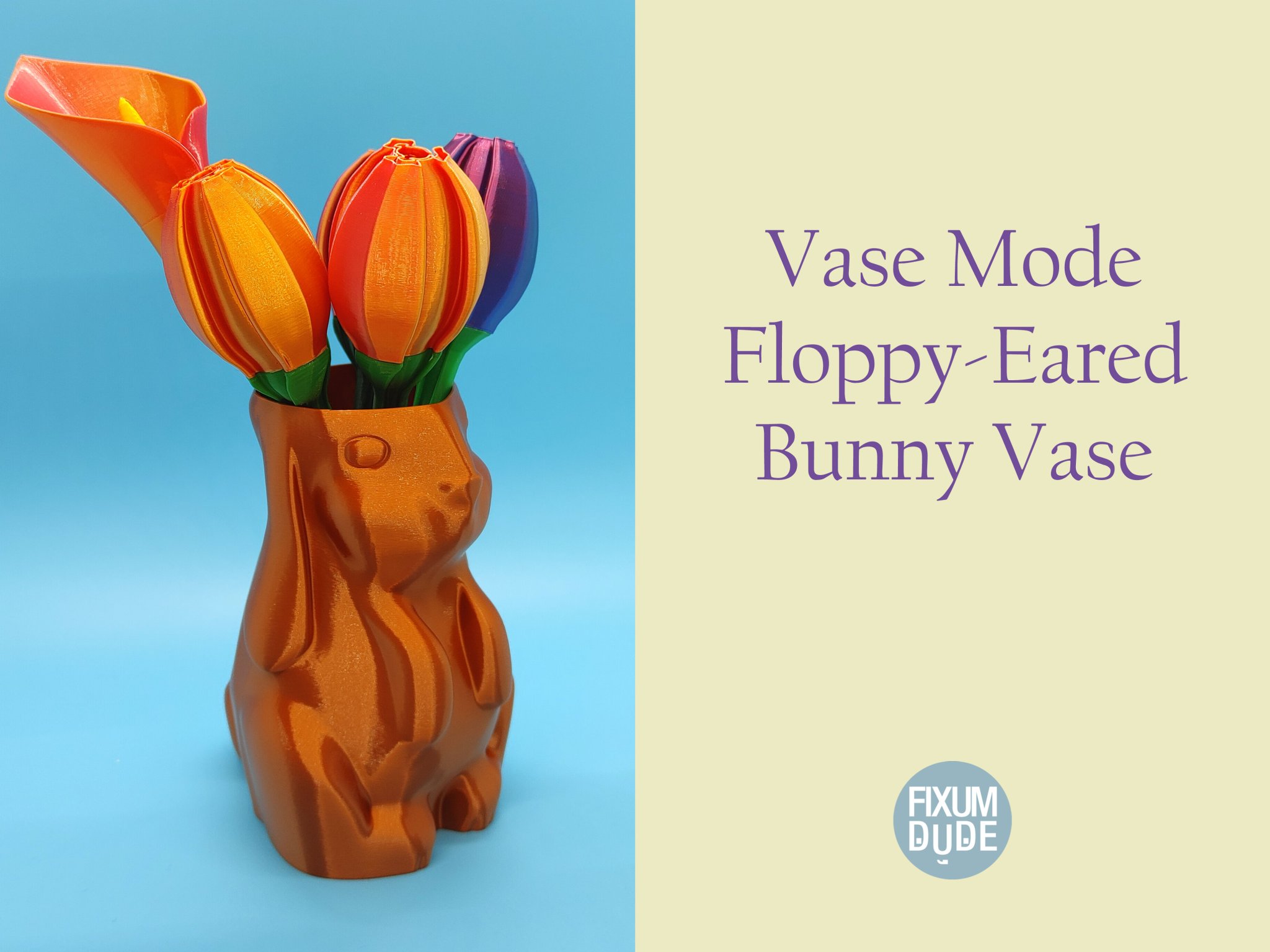 Bình hoa thỏ tai dài in theo chế độ xoắn ốc