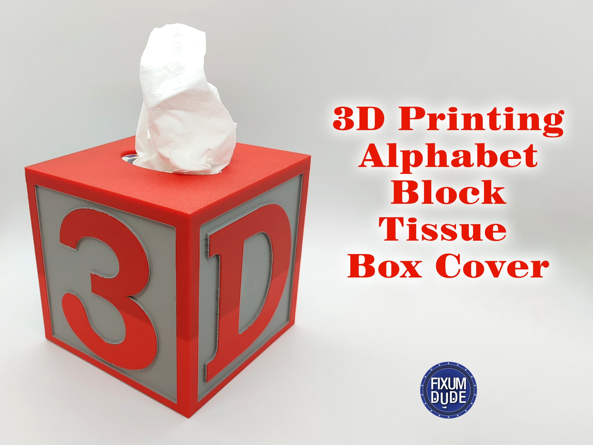 Vỏ hộp đựng khăn giấy hình khối chữ cái in 3D