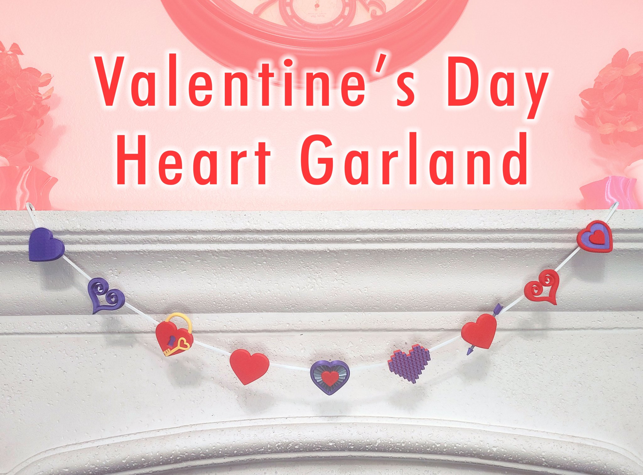 Dây trang trí trái tim Valentine nhiều màu sắc ghép lại