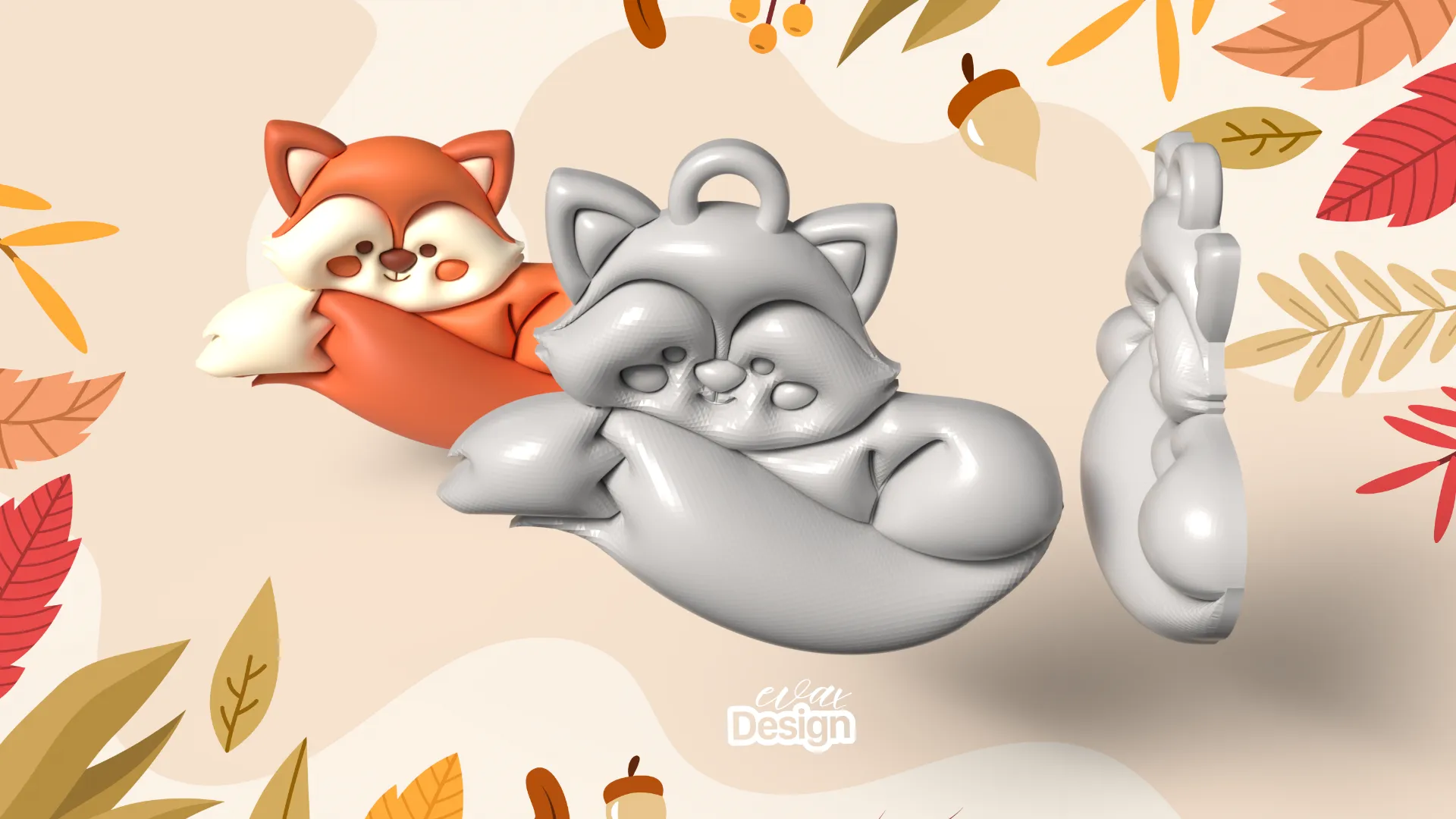 Móc khóa hình con cáo dễ thương