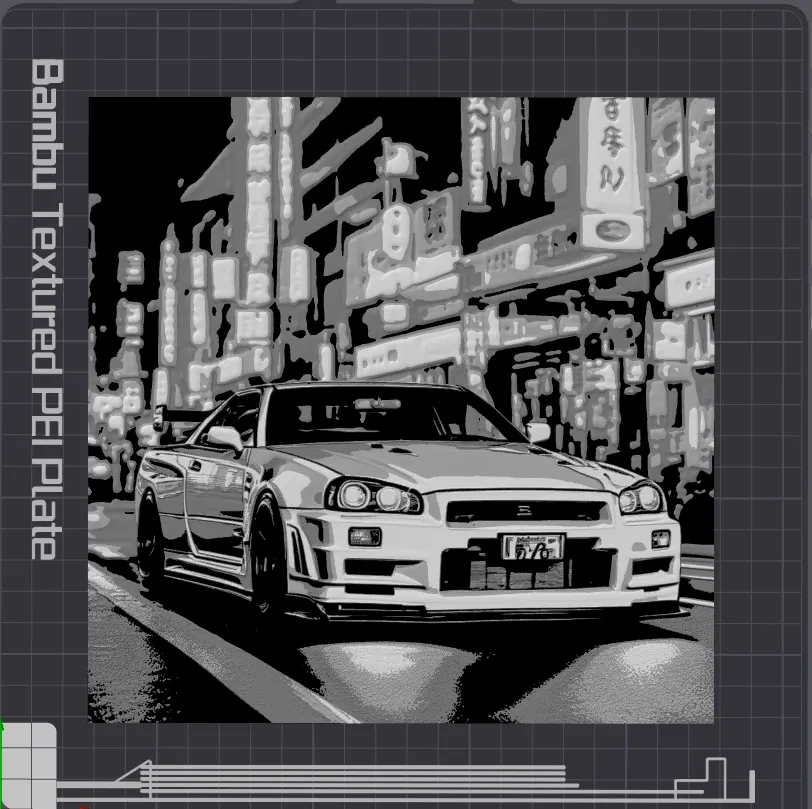 R34 GTR vào ban đêm tại Tokyo với Hueforge