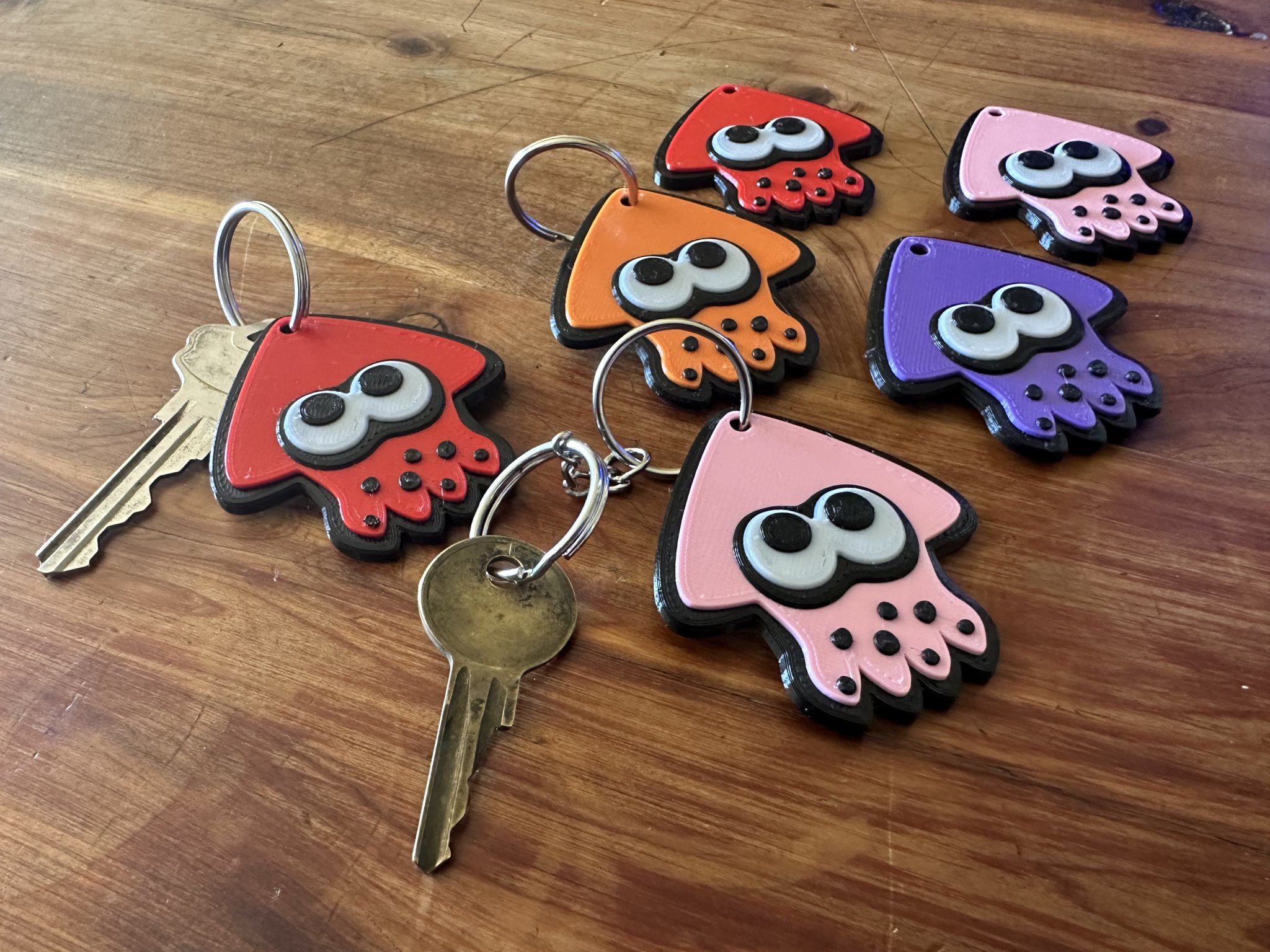 Móc khóa chủ đề Splatoon hình mực nhiều màu sắc