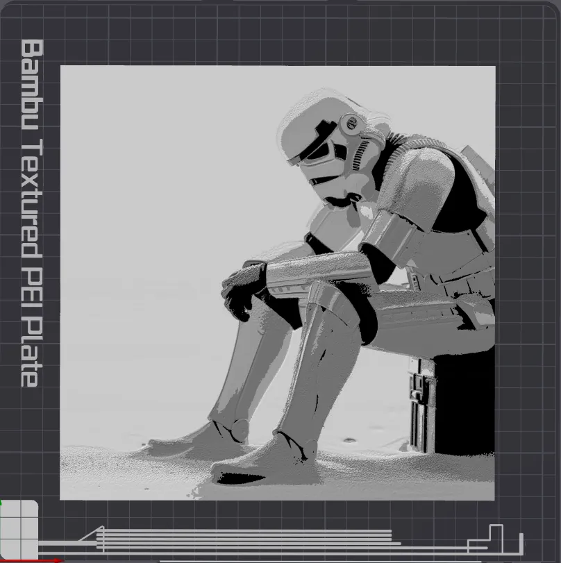 Nhân vật Storm Trooper buồn bã phong cách Hueforge