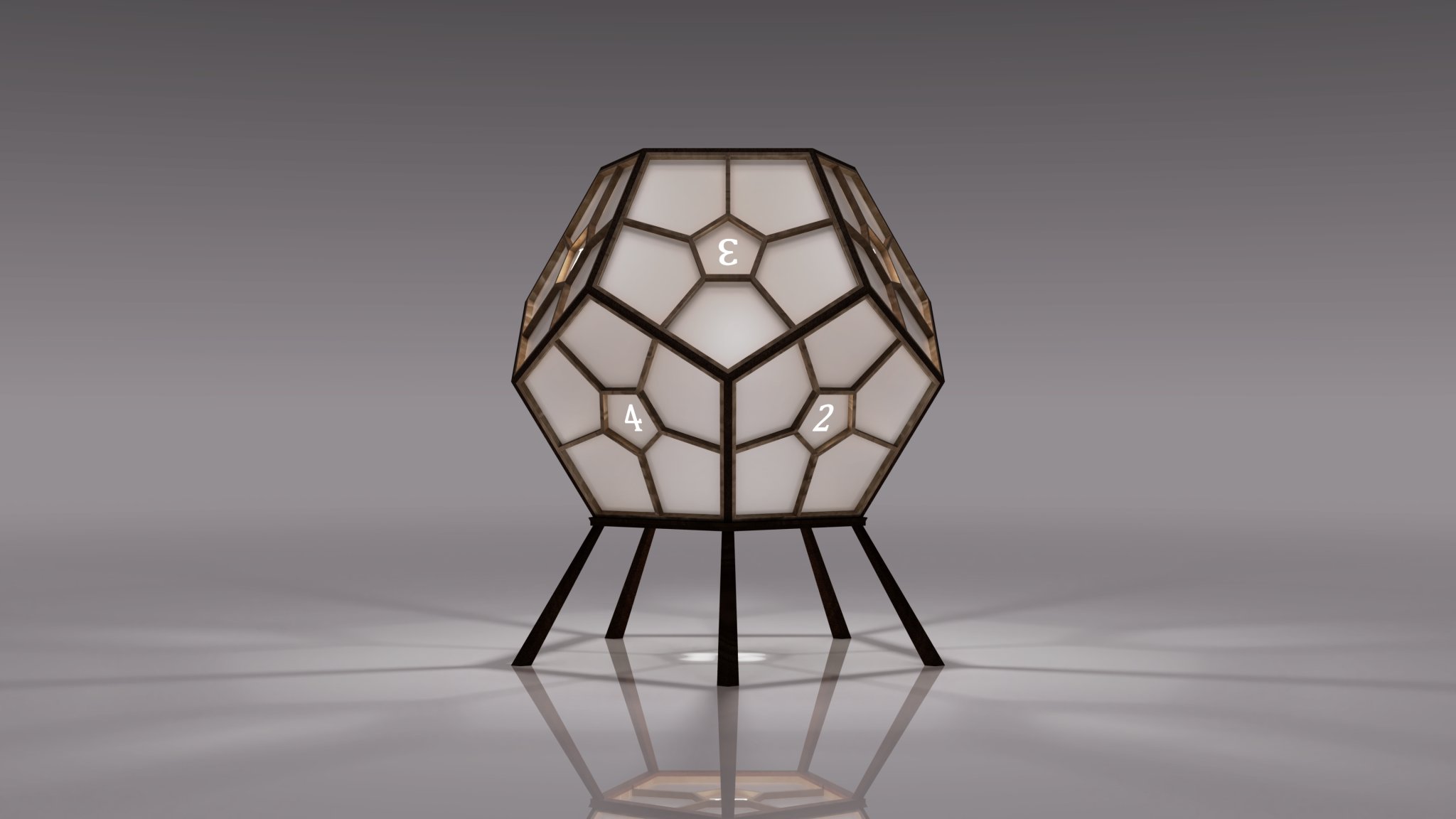 Đèn Dodecahedron với thiết kế hình học và kỹ thuật Kumiko