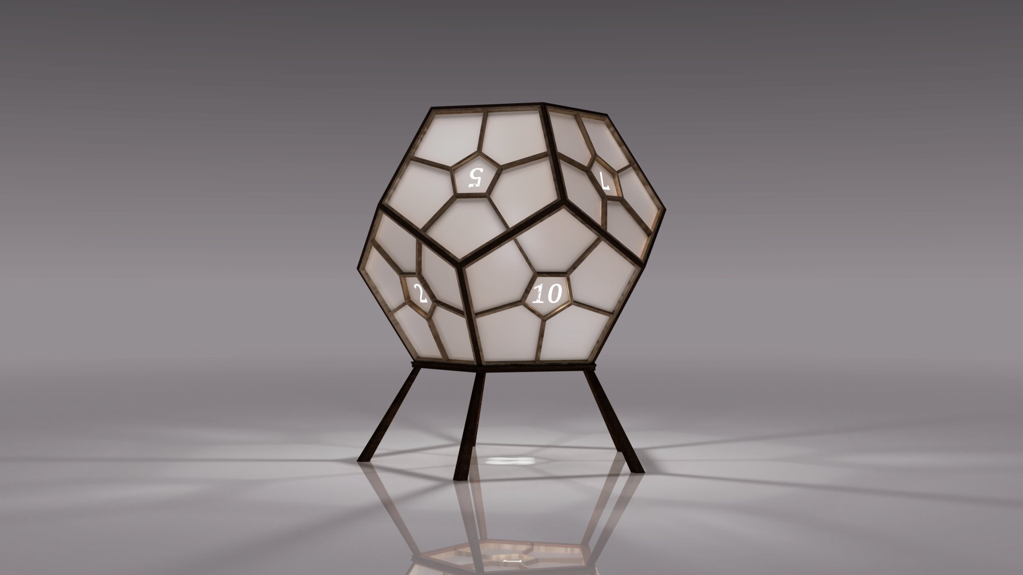 Đèn Dodecahedron với thiết kế hình học và kỹ thuật Kumiko