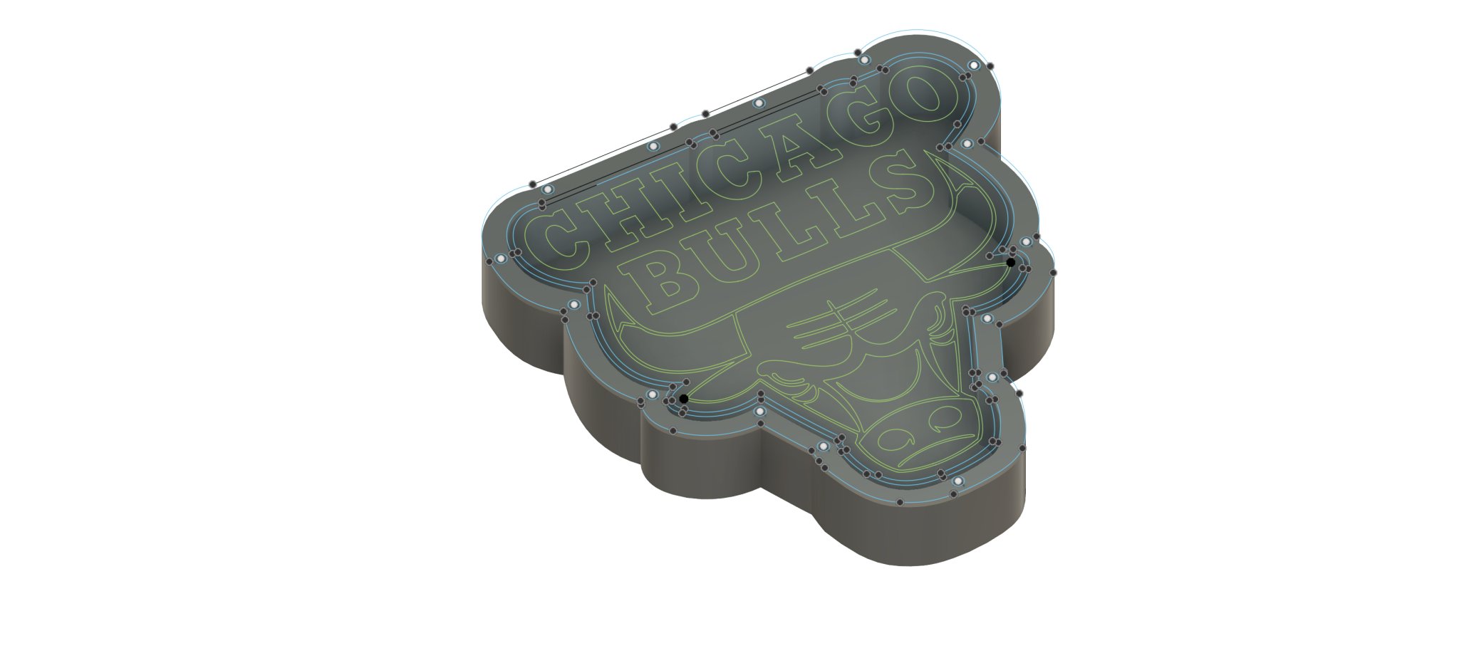 Hộp đèn logo Chicago Bulls thiết kế bằng Fusion 360