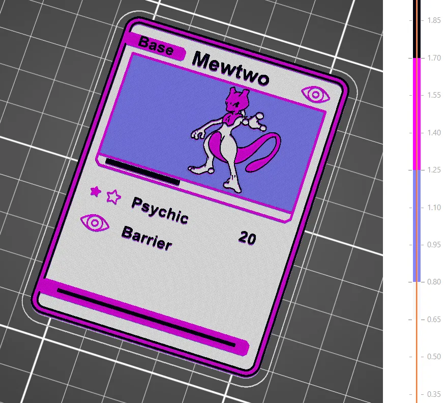 Thẻ bài Pokemon - MewTwo in 3D với thay đổi màu sắc thủ công