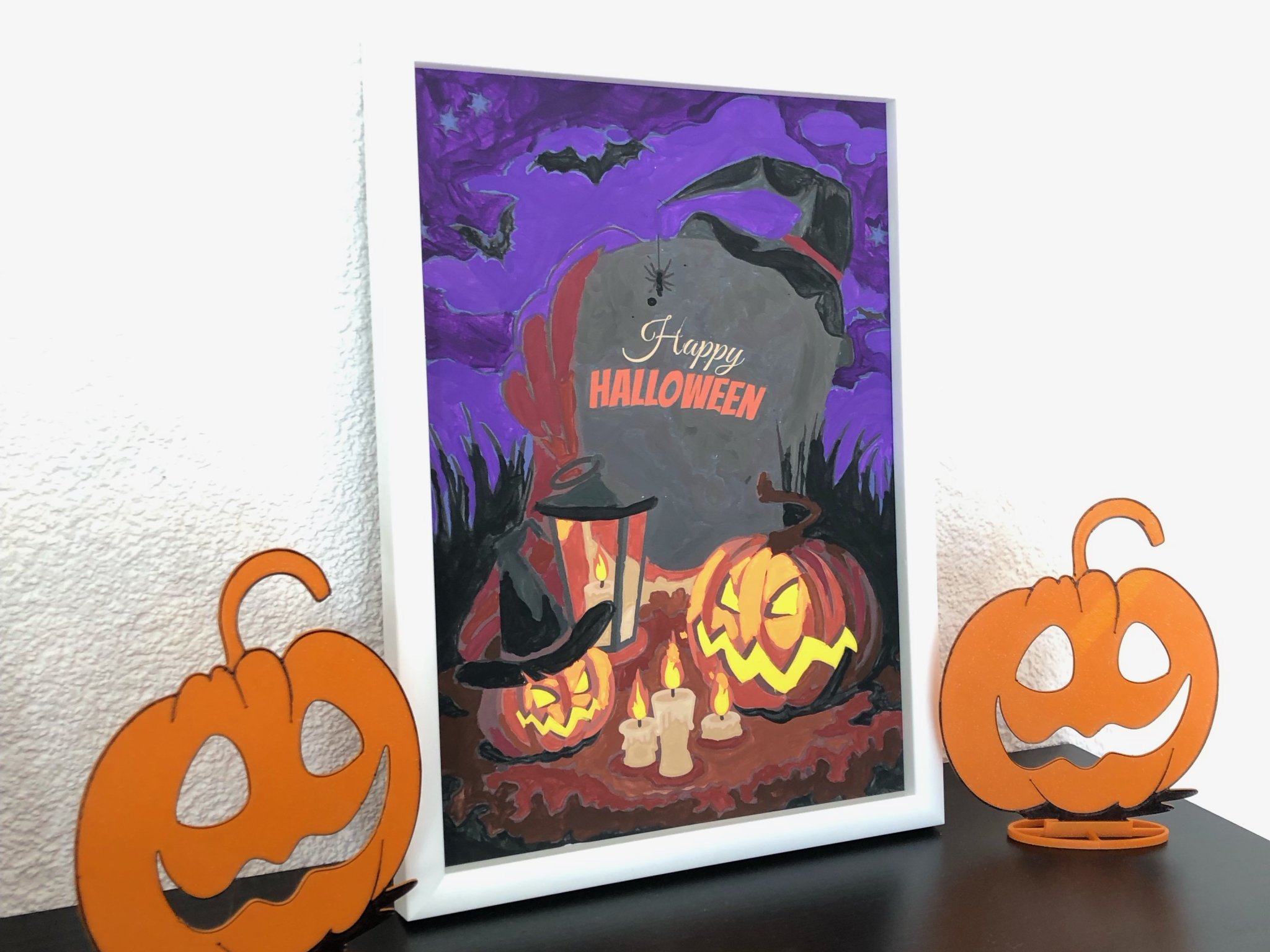 Trang trí bí ngô với giá đỡ hai kích thước khác nhau