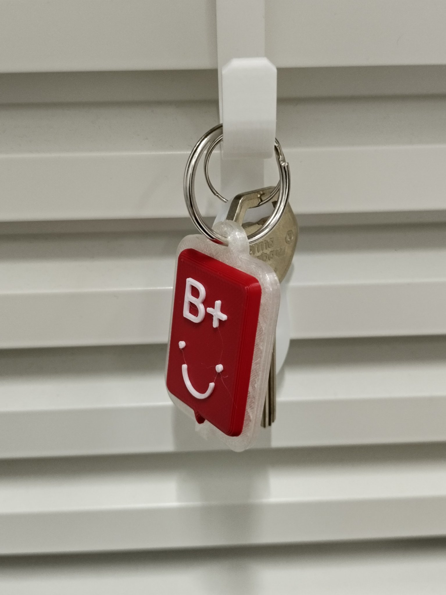 Móc chìa khóa hình túi truyền máu với biểu tượng nhóm máu