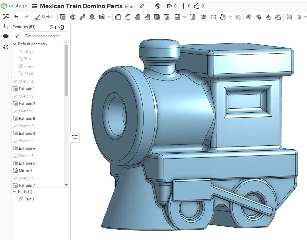 Đường ray xe lửa trung tâm cho bộ domino Mexican Train