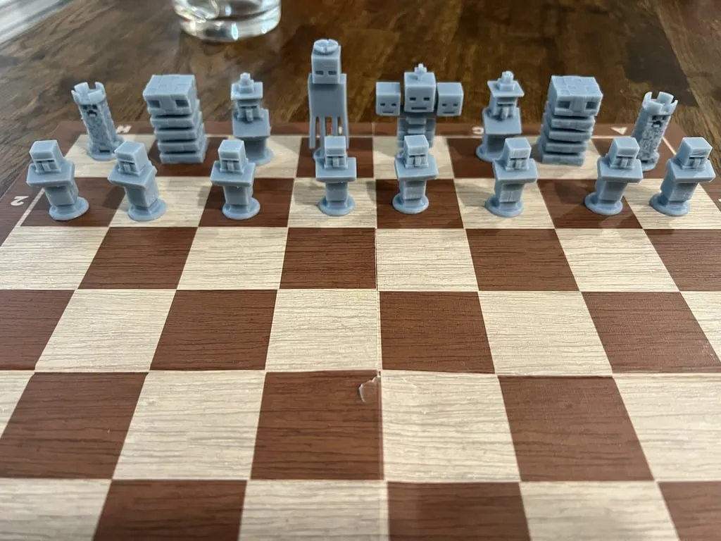 Bộ cờ vua Minecraft với các nhân vật đặc trưng