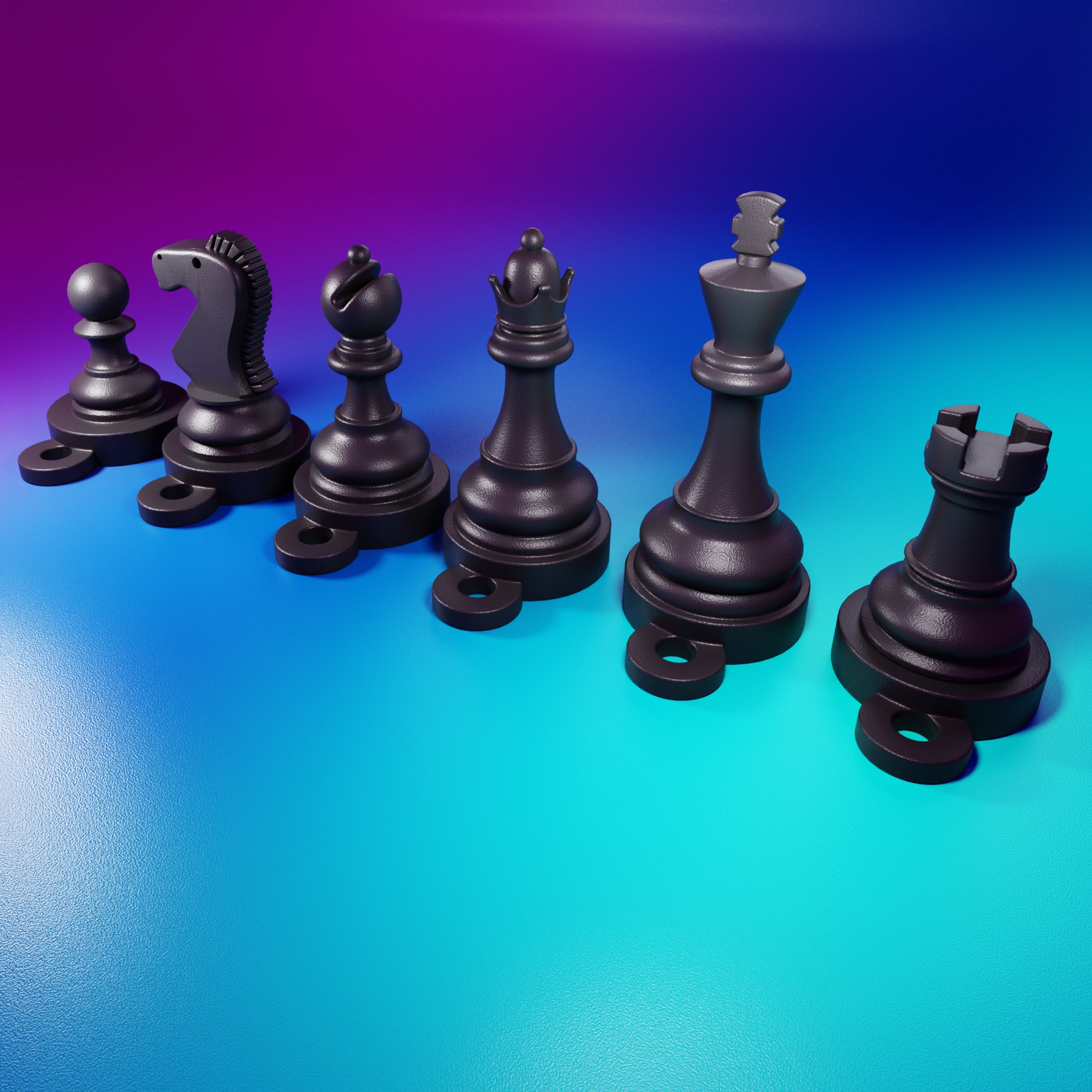 Móc khóa cờ vua từ tính in 3D với nam châm mạnh mẽ