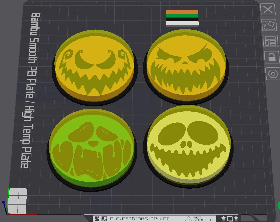 Đế lót ly Halloween với mặt bí ngô đáng sợ cho Bambu Lab AMS