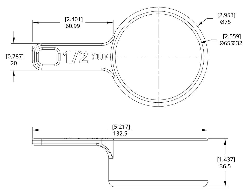 Cốc đo ½ cho bếp nhà bạn