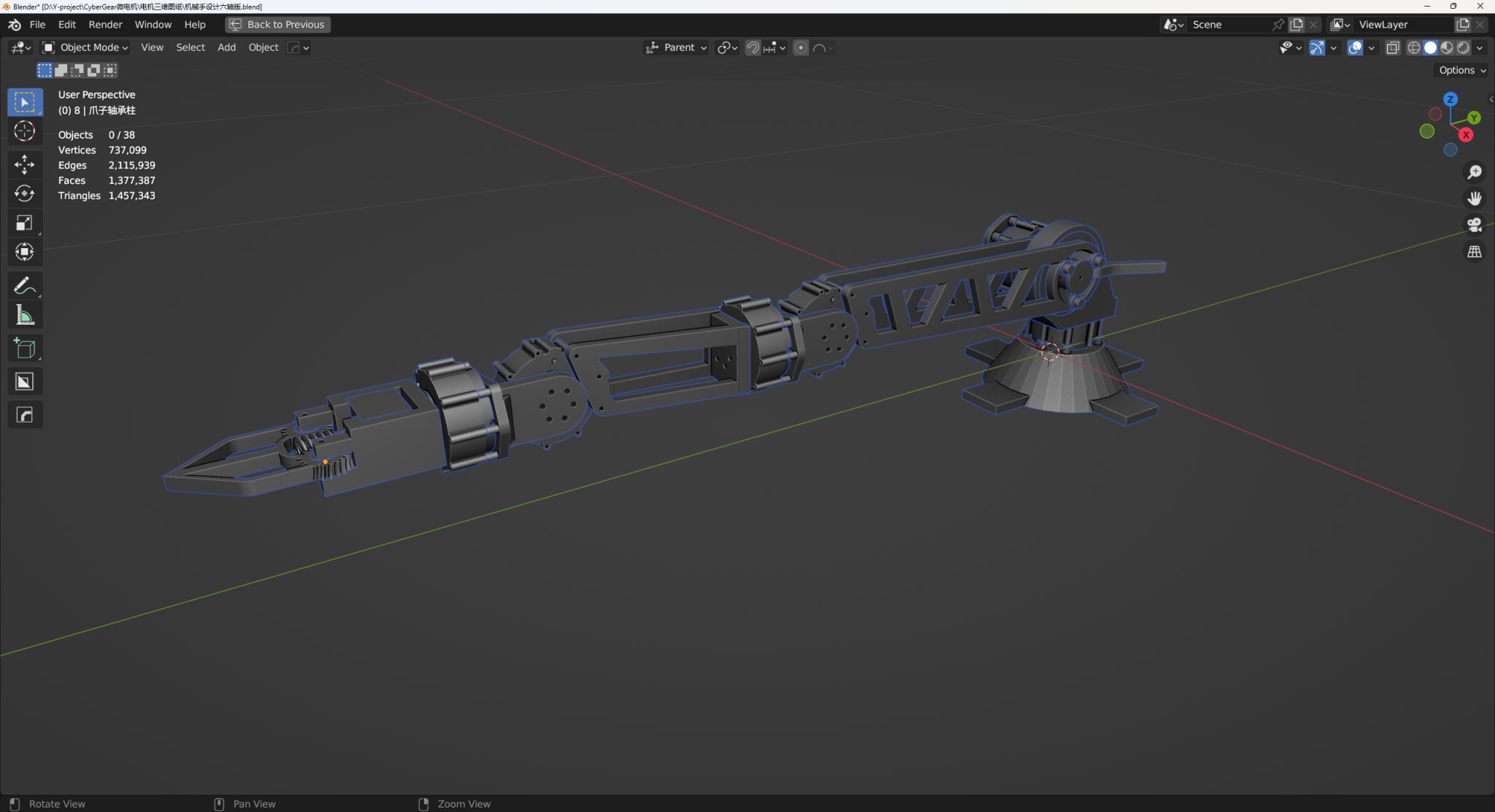 Cánh tay robot 6 trục dựa trên động cơ Xiaomi CyberGear