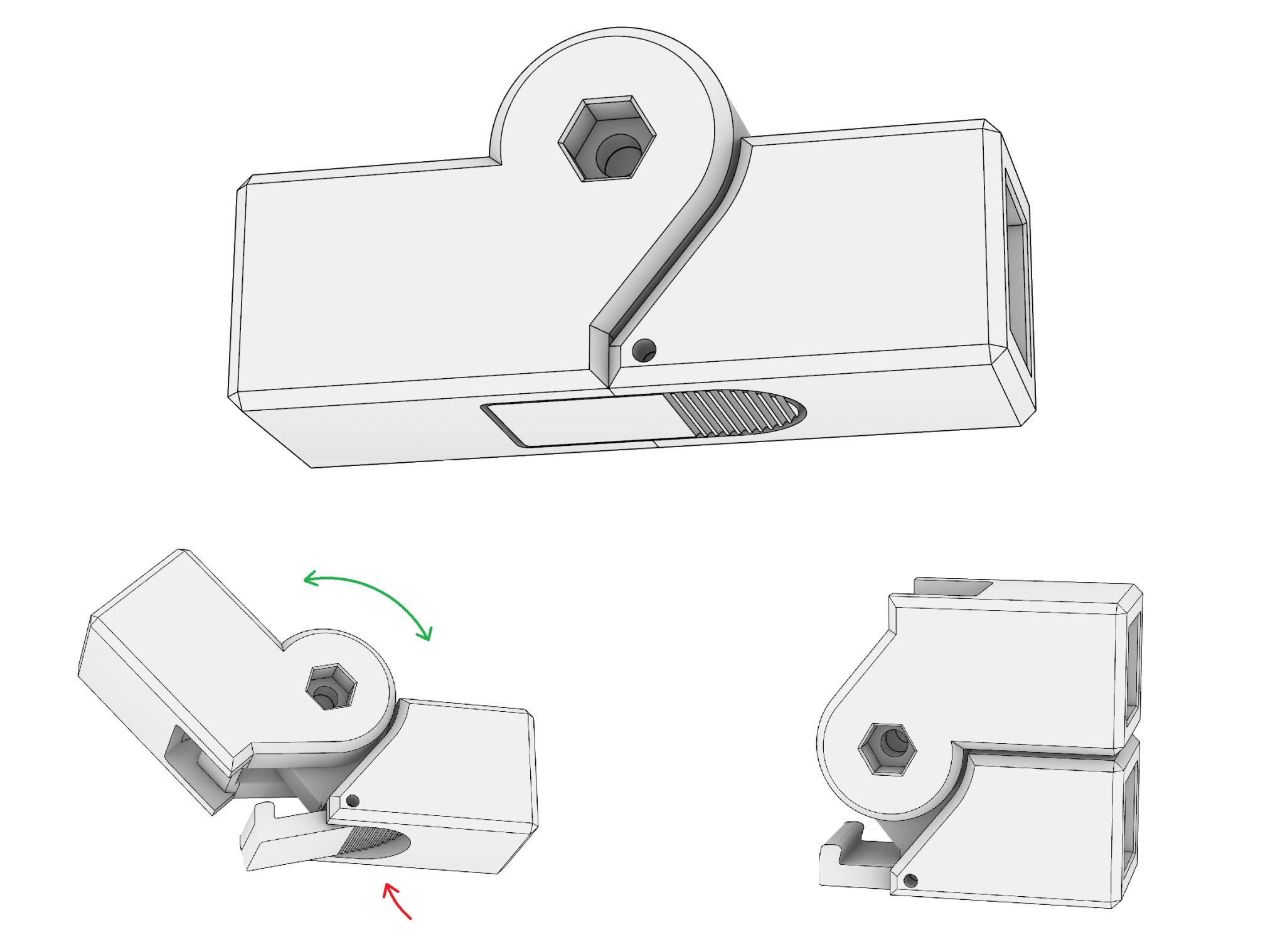 Kết nối nhôm gập 20x20 mm cho ống vuông