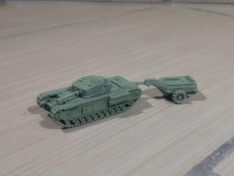 Xe tăng Churchill Crocodile dễ in 3D tỉ lệ 1/100