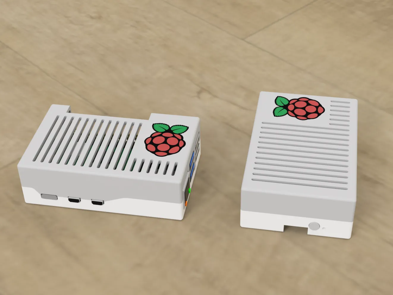 Vỏ Raspberry Pi 5 với logo nhiều màu sắc