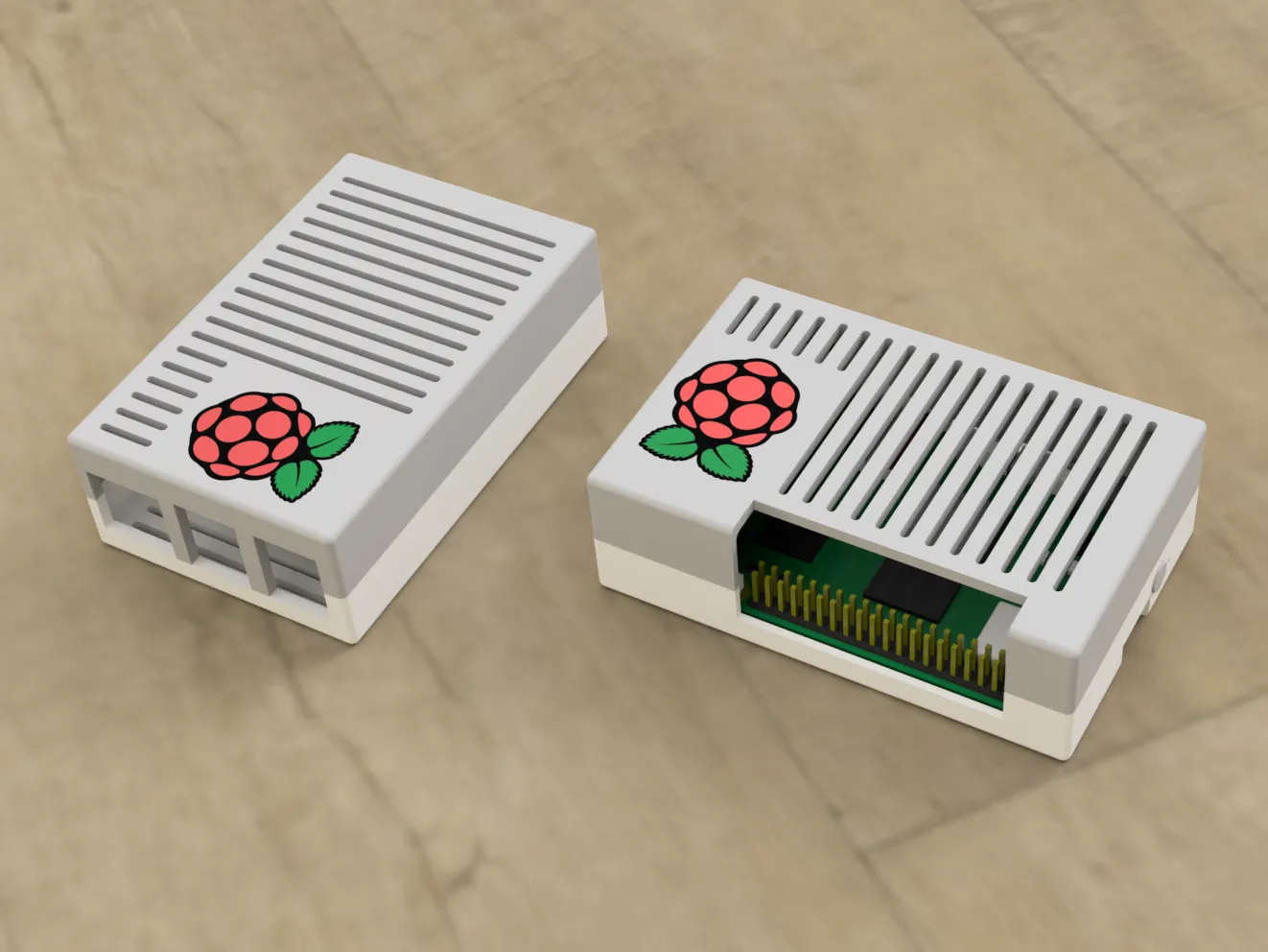 Vỏ Raspberry Pi 5 với logo nhiều màu sắc