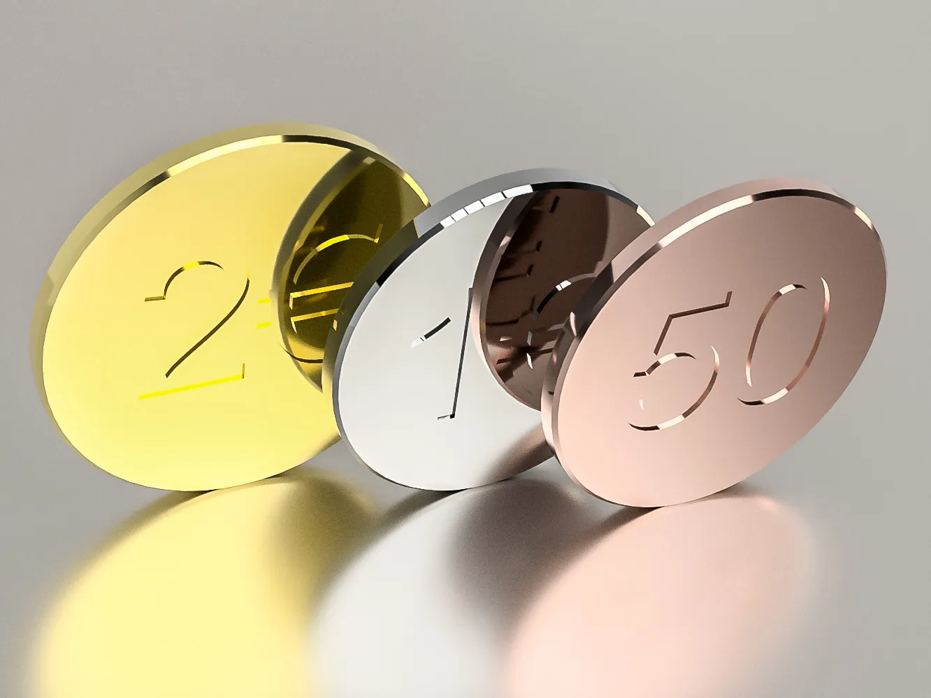 Tiền xu Euro mô phỏng 50 cent, 1€ và 2€ để sử dụng