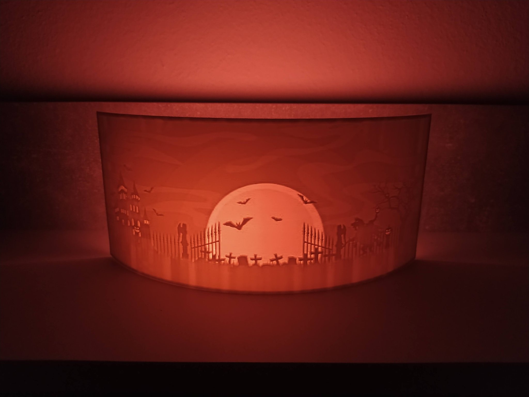 Panorama lithophane Halloween hình vòm có đèn LED