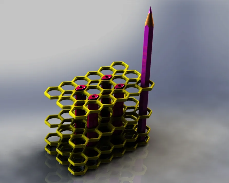 Giá đỡ dụng cụ viết và vẽ thiết kế hình lục giác