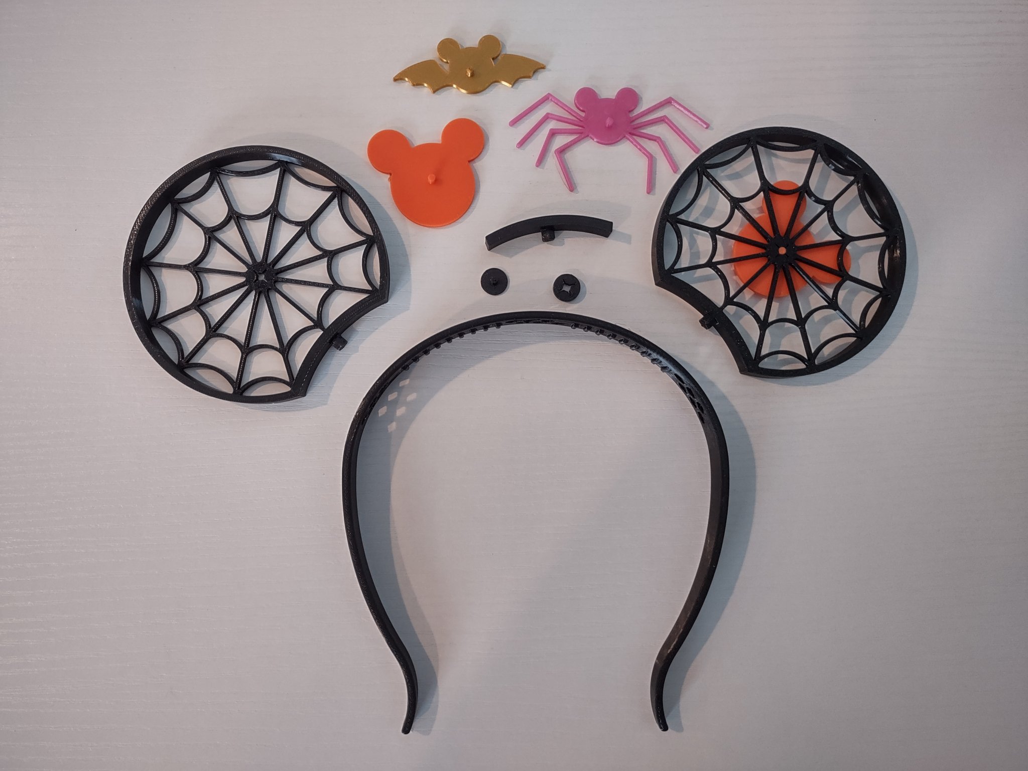 Tai chuột Mickey Halloween với mạng nhện cho băng đô HairSnaps