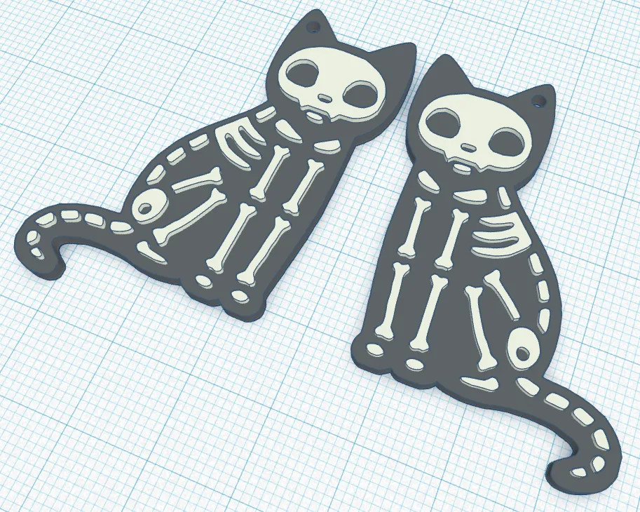 Bông tai mèo xương hai màu cho mùa Halloween