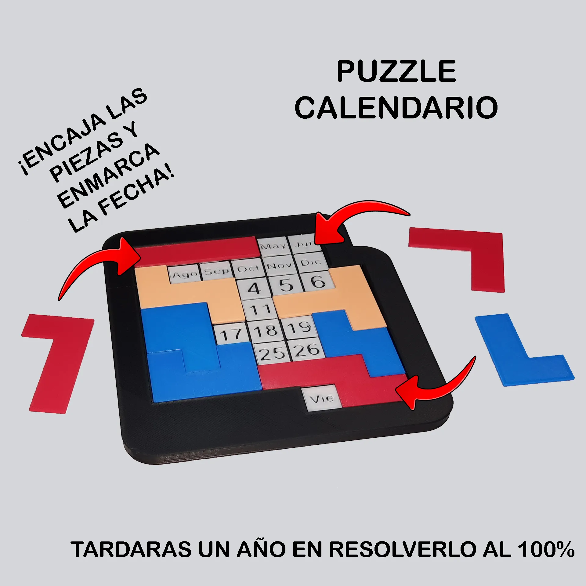 Bảng lịch ghép hình với 10 mảnh cho mọi ngày trong tháng