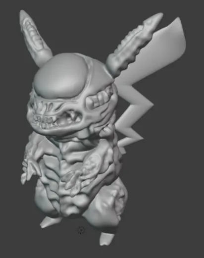 Xenomorph Pikachu trong Blender với phong cách độc đáo