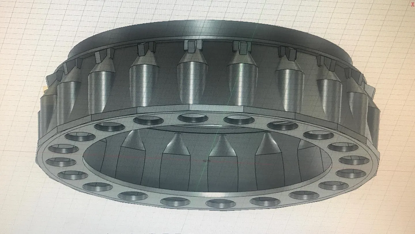 Phần động cơ SuperHeavy B7 với Raptor và chân đế