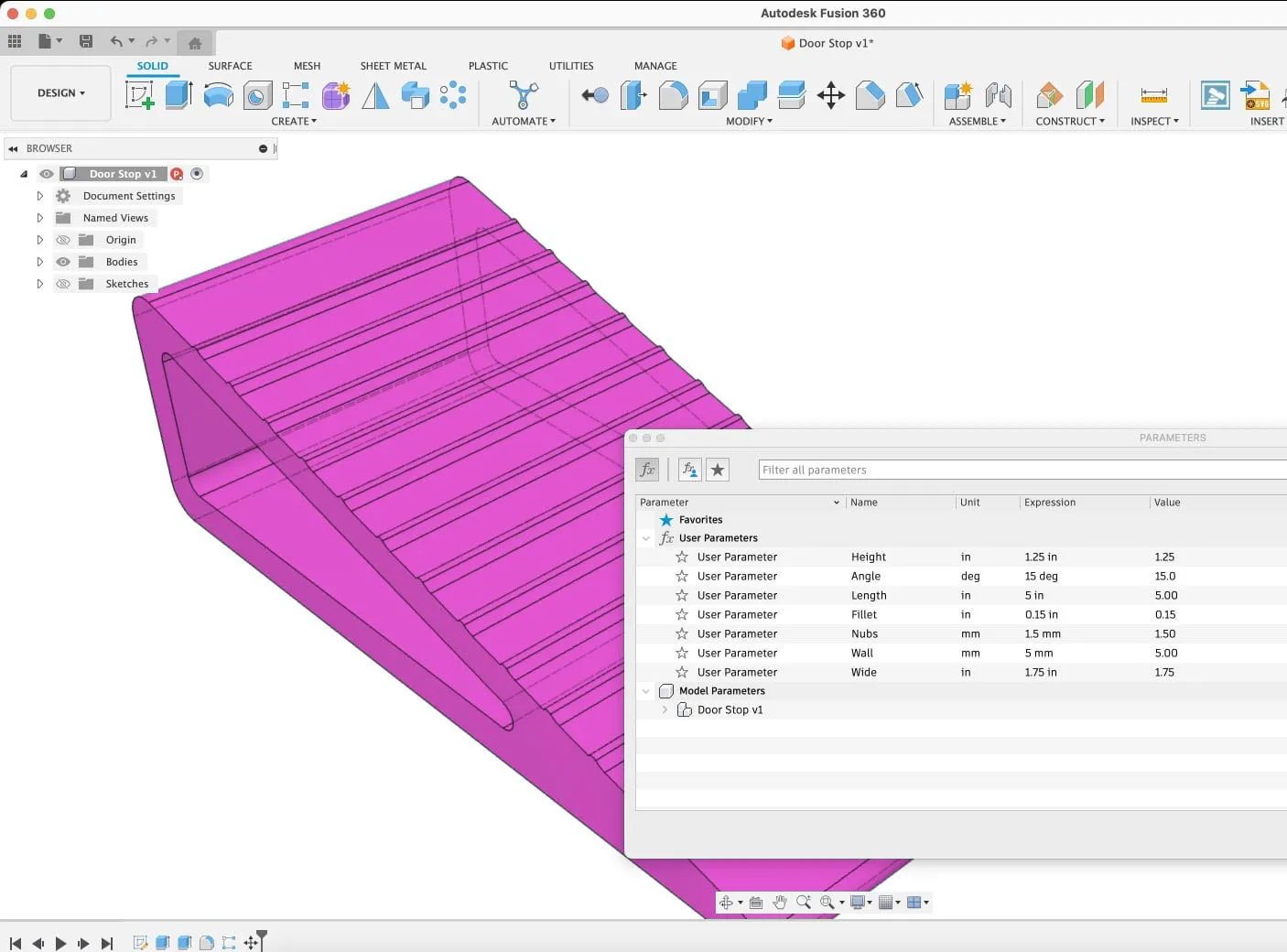 Giá đỡ cửa mở điều chỉnh kích thước bằng Fusion 360