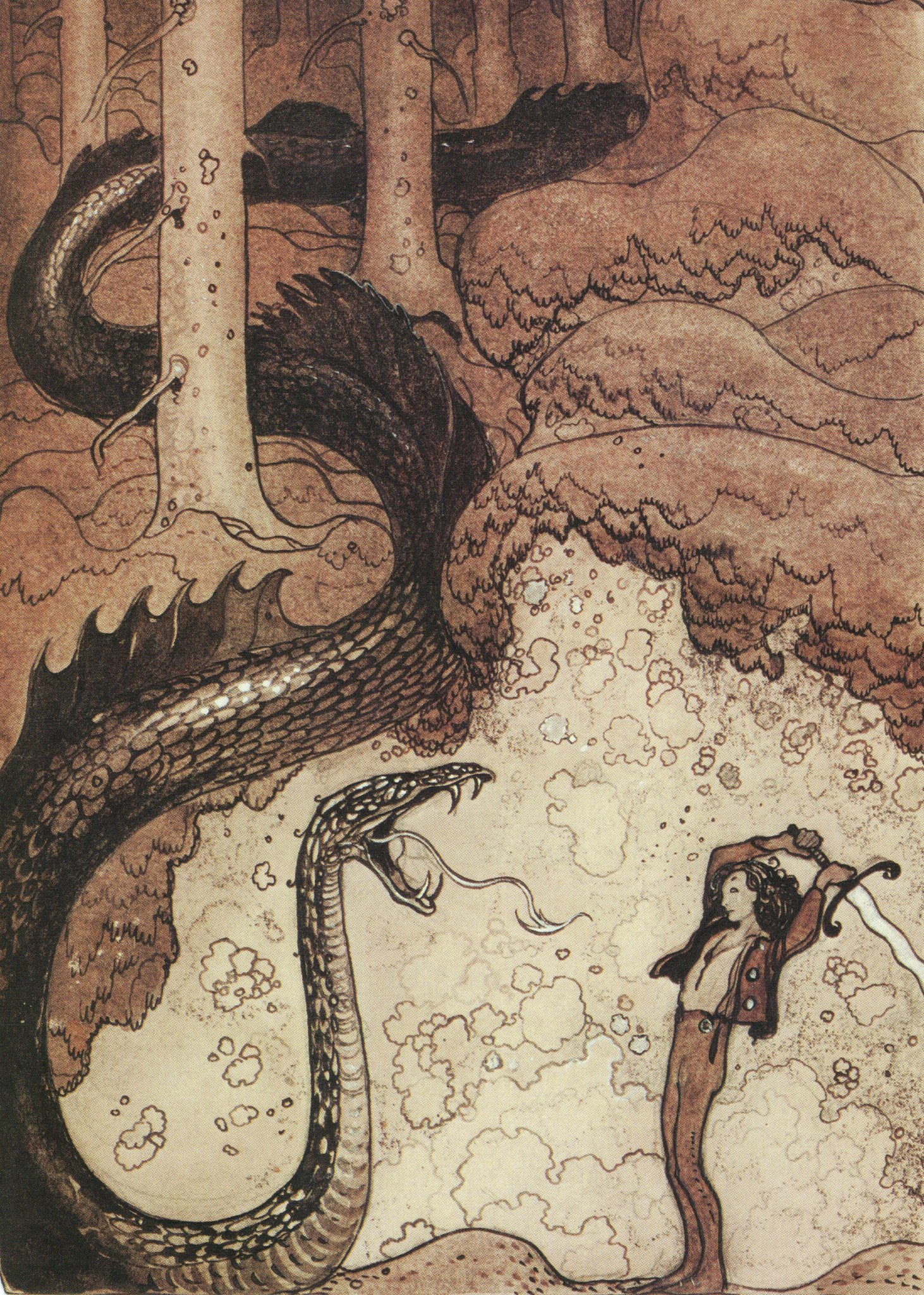 Lindworm trong bức tranh của John Bauer