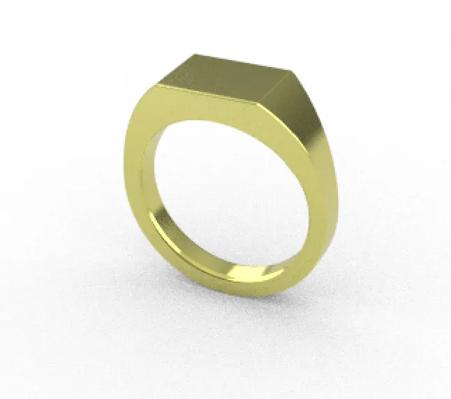 Nhẫn ký tên đơn giản với vành hình chữ V