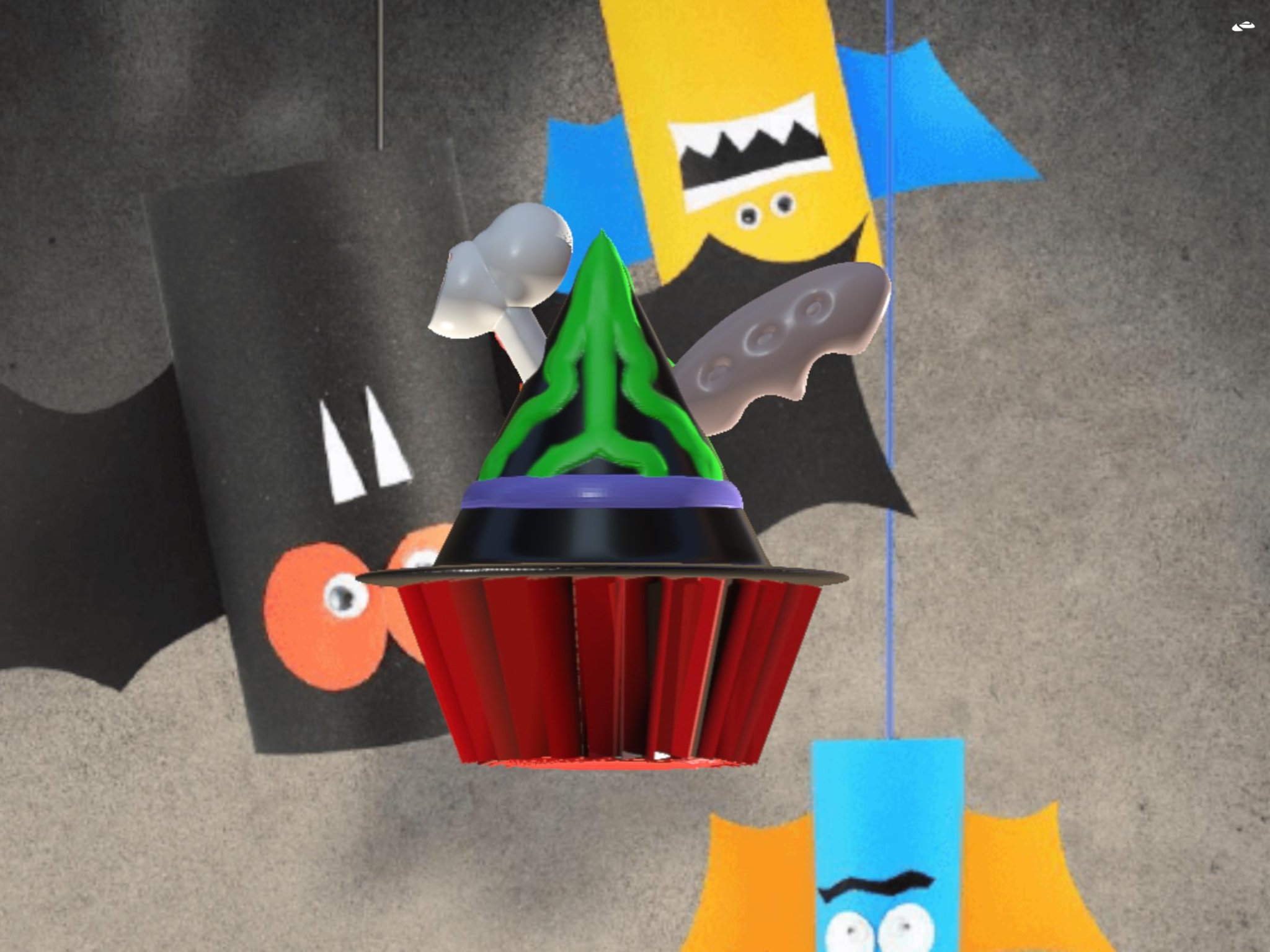 Cupcake mũ phù thủy với tay cầm dao xương