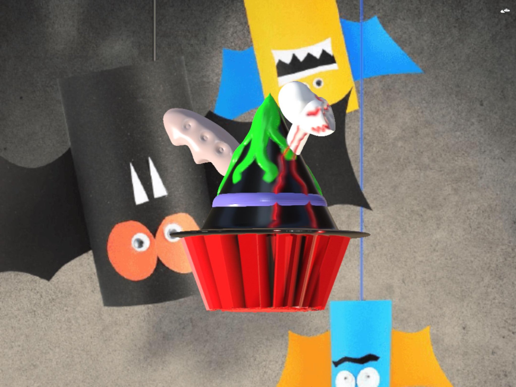 Cupcake mũ phù thủy với tay cầm dao xương