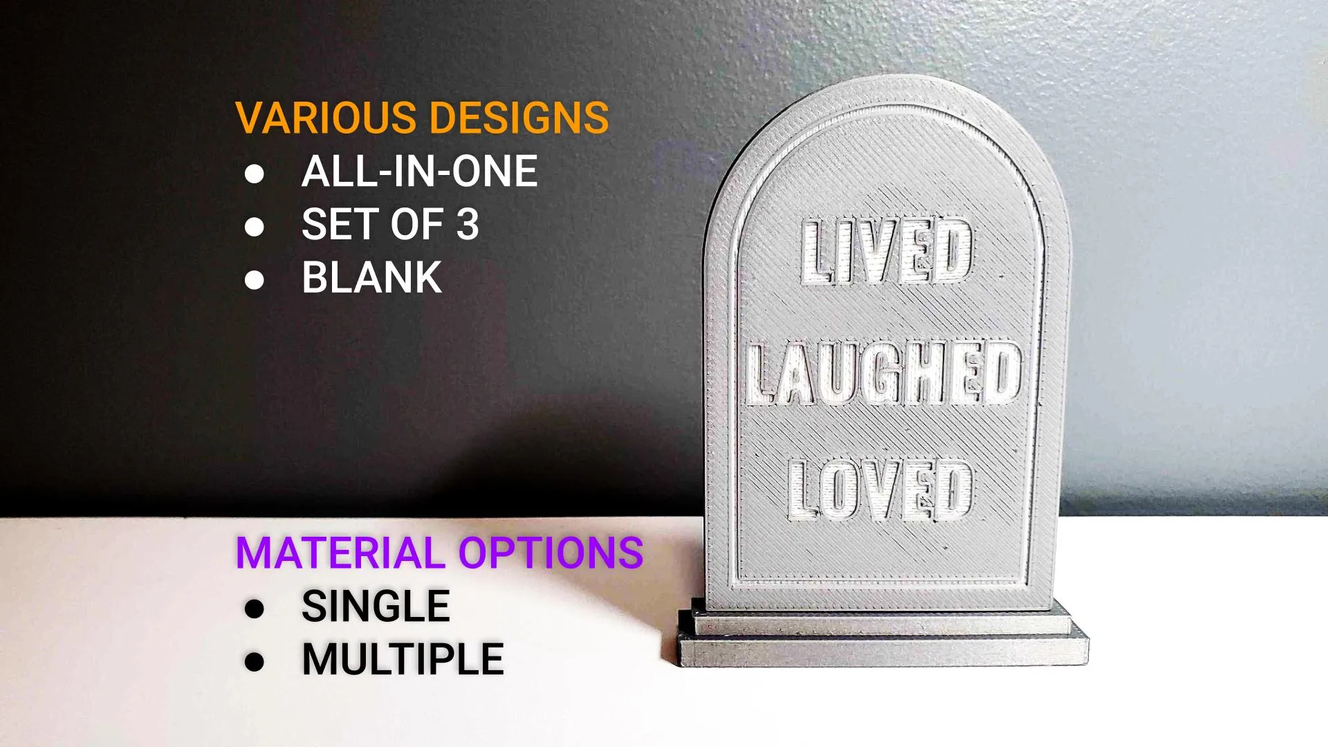 Bảng mộ hài hước "LIVED LAUGHED LOVED" cho Halloween