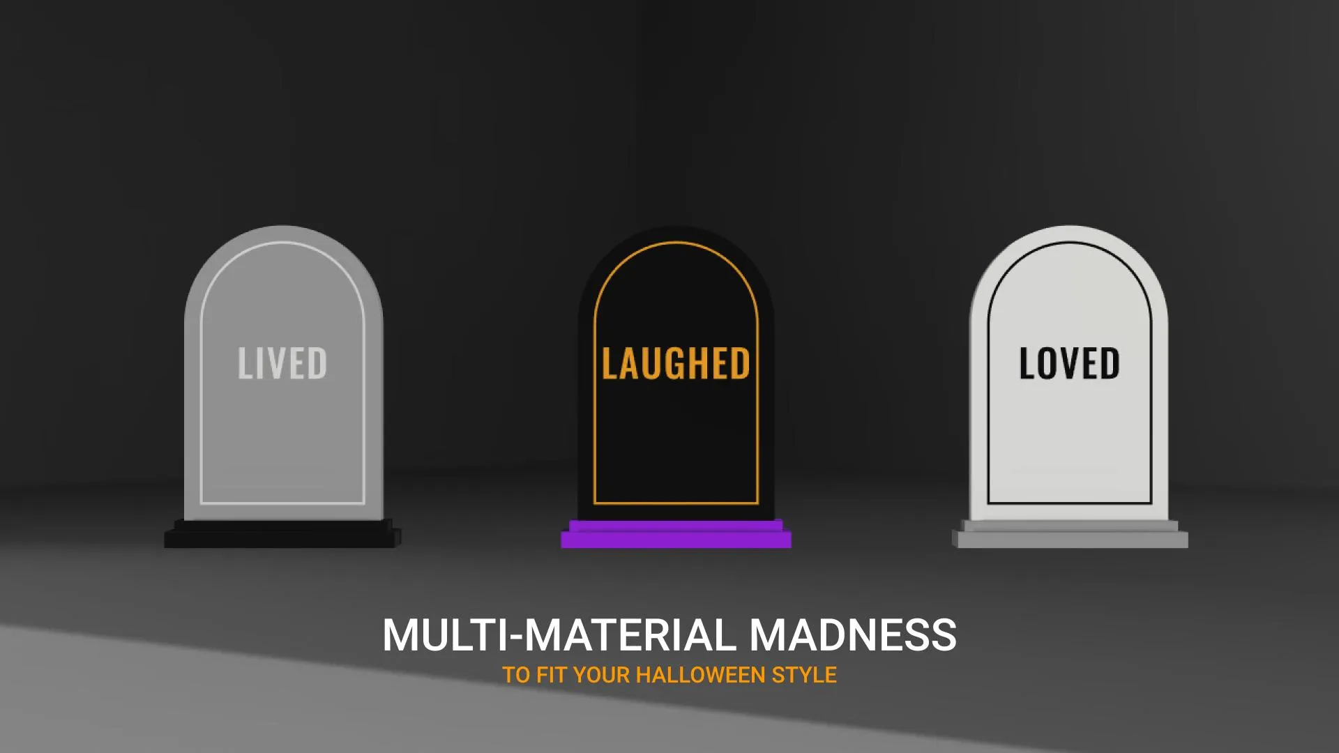 Bảng mộ hài hước "LIVED LAUGHED LOVED" cho Halloween