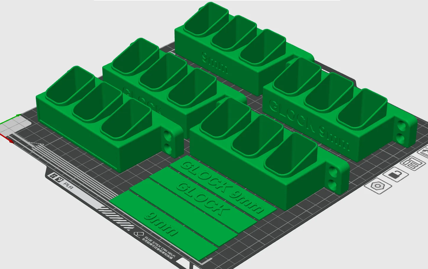 Giá Đỡ Băng Đạn Glock 2 Hàng Gắn Tường (Phiên Bản 3 Băng)