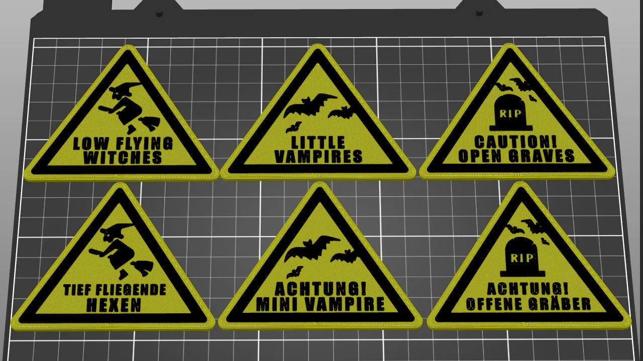 Biển báo cảnh báo Halloween bằng tiếng Anh và Đức