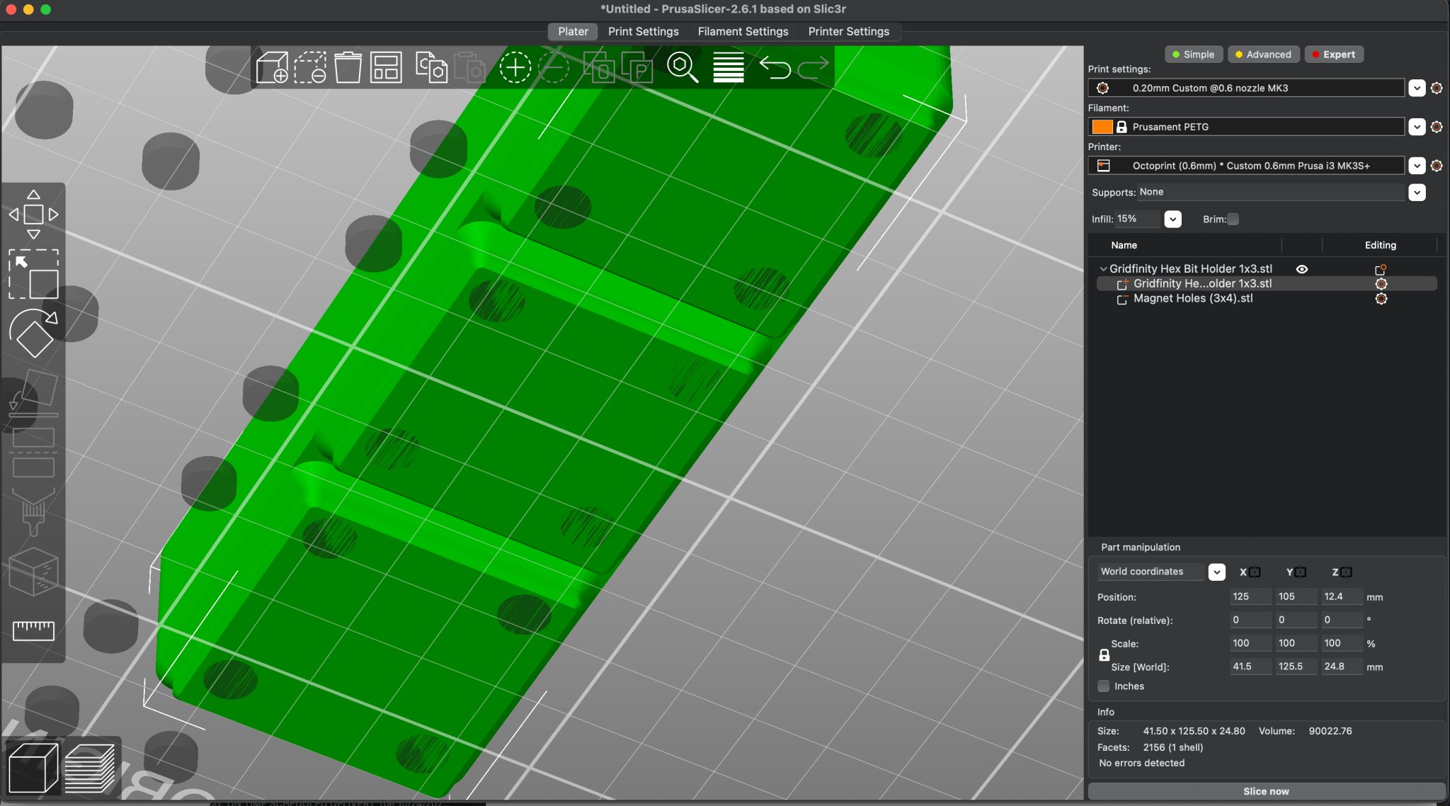 Máy phát lỗ nam châm cho mô hình Gridfinity