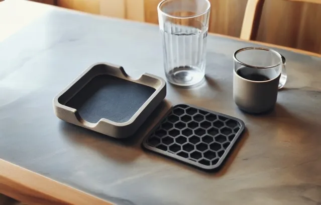 Đế Lót Ly Hình Vuông Hiện Đại Tối Giản Kèm Giá Đỡ