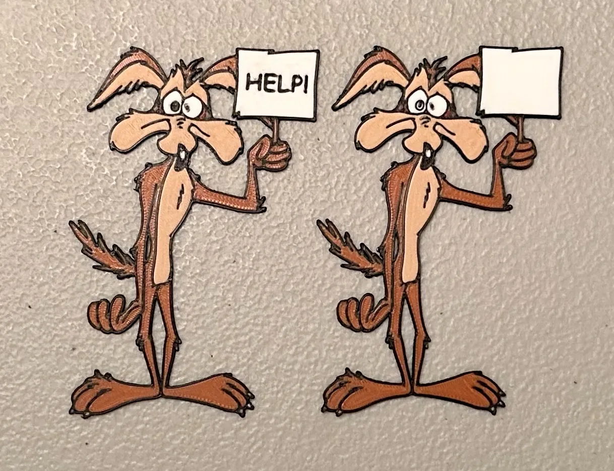 Wile E. Coyote nhiều màu sắc kèm bảng hiệu từ tính