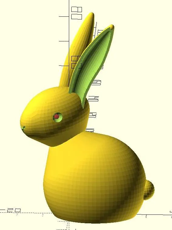 Thỏ ma quái với mắt LED đỏ 3mm tùy chỉnh cho Openscad