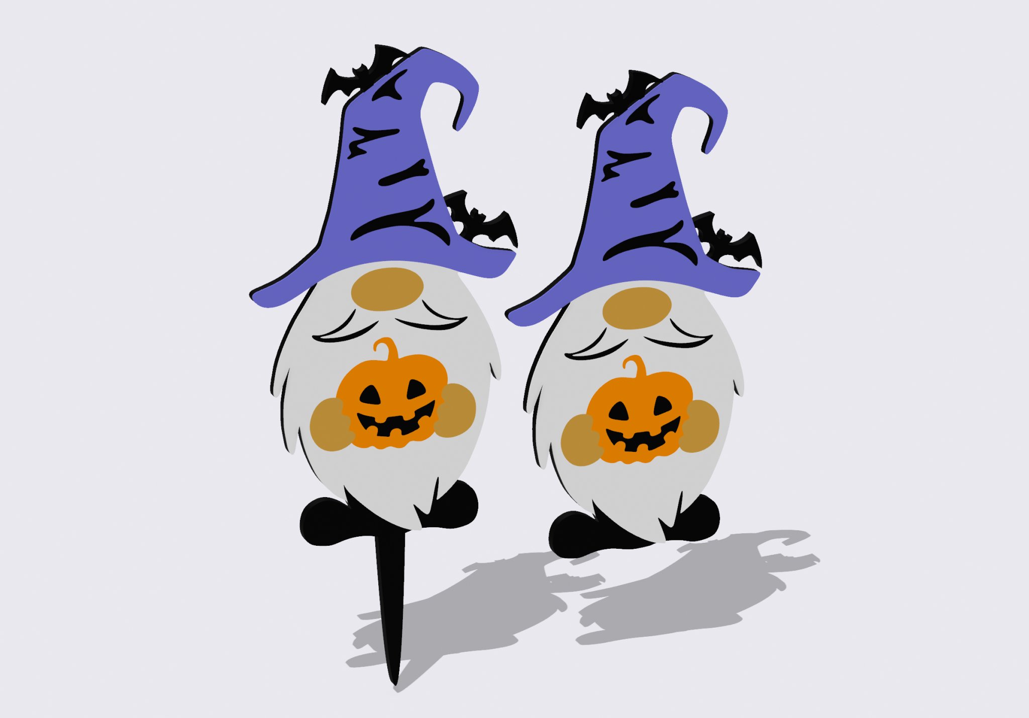 Gnome Halloween với bí ngô trang trí cỏ cây 4 màu