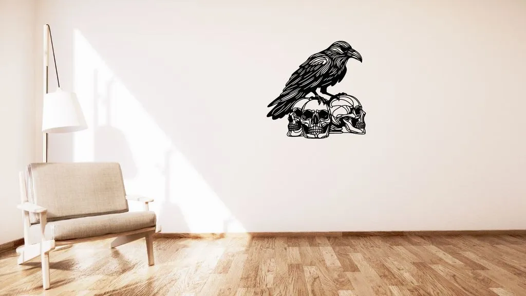 Quạ trên đầu lâu - Trang trí tường hoặc bàn