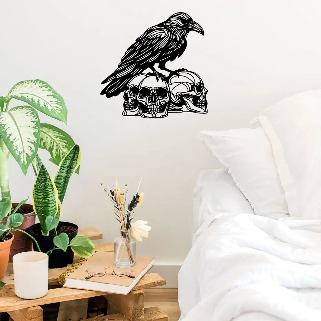 Quạ trên đầu lâu - Trang trí tường hoặc bàn